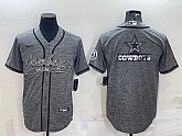 Men's Dallas Cowboys Grey Gridiron Team Big Logo Cool Base Stitched Baseball Jersey,baseball caps,new era cap wholesale,wholesale hats