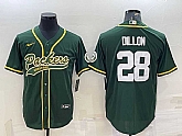 Men's Green Bay Packers #28 AJ Dillon Green With Patch Cool Base Stitched Baseball Jersey,baseball caps,new era cap wholesale,wholesale hats