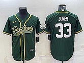 Men's Green Bay Packers #33 Aaron Jones Green With Patch Cool Base Stitched Baseball Jersey,baseball caps,new era cap wholesale,wholesale hats