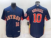 Men's Houston Astros #10 Yuli Gurriel Number Navy Blue With Patch Stitched MLB Cool Base Nike Jersey,baseball caps,new era cap wholesale,wholesale hats