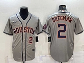 Men's Houston Astros #2 Alex Bregman Number Grey With Patch Stitched MLB Cool Base Nike Jersey,baseball caps,new era cap wholesale,wholesale hats