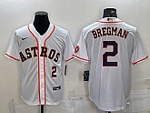 Men's Houston Astros #2 Alex Bregman Number White With Patch Stitched MLB Cool Base Nike Jersey,baseball caps,new era cap wholesale,wholesale hats
