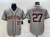 Men's Houston Astros #27 Jose Altuve Number Grey With Patch Stitched MLB Cool Base Nike Jersey,baseball caps,new era cap wholesale,wholesale hats