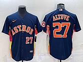 Men's Houston Astros #27 Jose Altuve Number Navy Blue With Patch Stitched MLB Cool Base Nike Jersey,baseball caps,new era cap wholesale,wholesale hats
