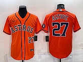 Men's Houston Astros #27 Jose Altuve Number Orange With Patch Stitched MLB Cool Base Nike Jersey,baseball caps,new era cap wholesale,wholesale hats
