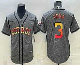 Men's Houston Astros #3 Jeremy Pena Grey Gridiron With Patch Cool Base Stitched Baseball Jersey,baseball caps,new era cap wholesale,wholesale hats