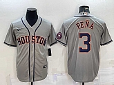Men's Houston Astros #3 Jeremy Pena Grey With Patch Stitched MLB Cool Base Nike Jersey,baseball caps,new era cap wholesale,wholesale hats