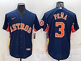 Men's Houston Astros #3 Jeremy Pena Navy Blue With Patch Stitched MLB Cool Base Nike Jersey,baseball caps,new era cap wholesale,wholesale hats
