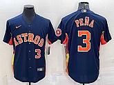 Men's Houston Astros #3 Jeremy Pena Number Navy Blue With Patch Stitched MLB Cool Base Nike Jersey,baseball caps,new era cap wholesale,wholesale hats