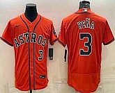 Men's Houston Astros #3 Jeremy Pena Number Orange Stitched MLB Flex Base Nike Jersey,baseball caps,new era cap wholesale,wholesale hats