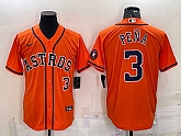 Men's Houston Astros #3 Jeremy Pena Number Orange With Patch Stitched MLB Cool Base Nike Jersey,baseball caps,new era cap wholesale,wholesale hats
