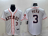 Men's Houston Astros #3 Jeremy Pena Number White With Patch Stitched MLB Cool Base Nike Jersey,baseball caps,new era cap wholesale,wholesale hats