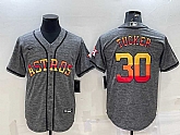Men's Houston Astros #30 Kyle Tucker Grey With Patch Cool Base Stitched Baseball Jersey,baseball caps,new era cap wholesale,wholesale hats