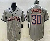 Men's Houston Astros #30 Kyle Tucker Grey With Patch Stitched MLB Cool Base Nike Jersey,baseball caps,new era cap wholesale,wholesale hats