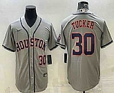 Men's Houston Astros #30 Kyle Tucker Number Grey With Patch Stitched MLB Cool Base Nike Jersey,baseball caps,new era cap wholesale,wholesale hats