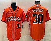 Men's Houston Astros #30 Kyle Tucker Number Orange With Patch Stitched MLB Cool Base Nike Jersey,baseball caps,new era cap wholesale,wholesale hats