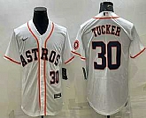 Men's Houston Astros #30 Kyle Tucker Number White With Patch Stitched MLB Cool Base Nike Jersey,baseball caps,new era cap wholesale,wholesale hats