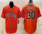 Men's Houston Astros #30 Kyle Tucker Orange With Patch Stitched MLB Cool Base Nike Jersey,baseball caps,new era cap wholesale,wholesale hats