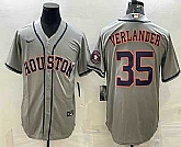 Men's Houston Astros #35 Justin Verlander Grey With Patch Stitched MLB Cool Base Nike Jersey,baseball caps,new era cap wholesale,wholesale hats