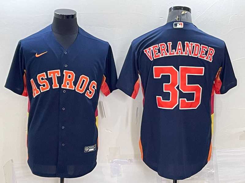 Men's Houston Astros #35 Justin Verlander Navy Blue Stitched MLB Cool Base Nike Jersey