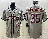 Men's Houston Astros #35 Justin Verlander Number Grey With Patch Stitched MLB Cool Base Nike Jersey,baseball caps,new era cap wholesale,wholesale hats