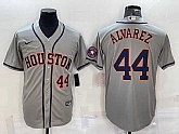 Men's Houston Astros #44 Yordan Alvarez Number Grey With Patch Stitched MLB Cool Base Nike Jersey,baseball caps,new era cap wholesale,wholesale hats