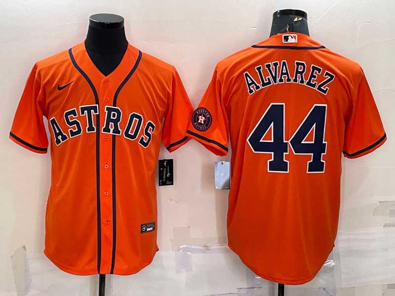 Men's Houston Astros #44 Yordan Alvarez Orange With Patch Stitched MLB Cool Base Nike Jersey
