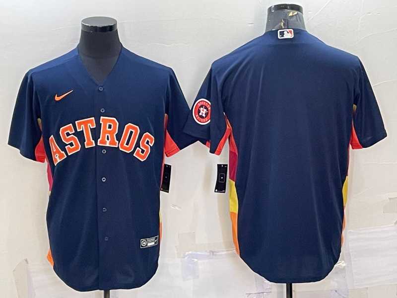 Men's Houston Astros Blank Navy Blue With Patch Stitched MLB Cool Base Nike Jersey