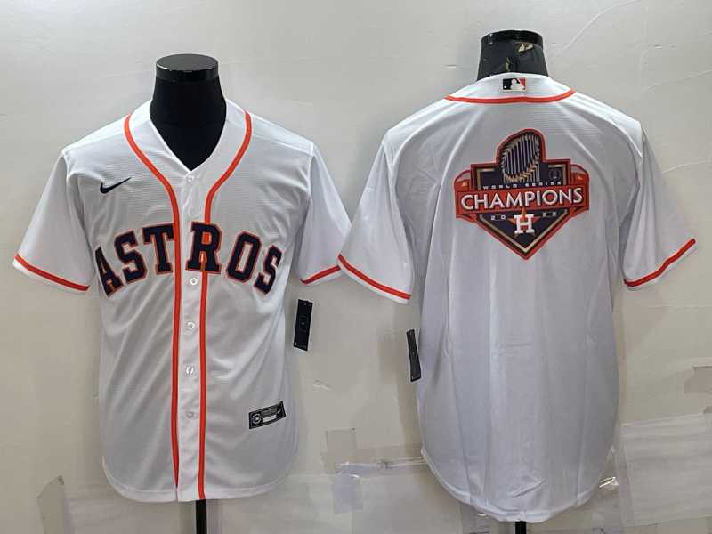 Men's Houston Astros White Champions Big Logo Stitched MLB Cool Base Nike Jersey