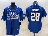 Men's Indianapolis Colts #28 Jonathan Taylor Blue With Patch Cool Base Stitched Baseball Jersey,baseball caps,new era cap wholesale,wholesale hats
