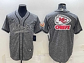 Men's Kansas City Chiefs Grey Team Big Logo With Patch Cool Base Stitched Baseball Jersey,baseball caps,new era cap wholesale,wholesale hats