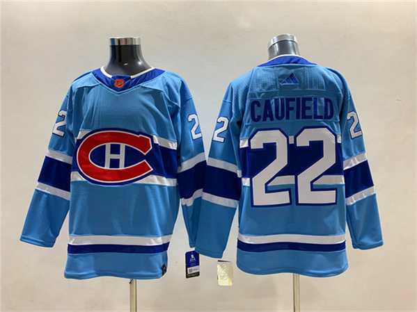 Men's Montreal Canadiens #22 Cole Caufield 2022-23 Reverse Retro Stitched Jersey