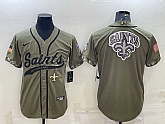 Men's New Orleans Saints Olive Salute to Service Team Big Logo Cool Base Stitched Baseball Jersey,baseball caps,new era cap wholesale,wholesale hats
