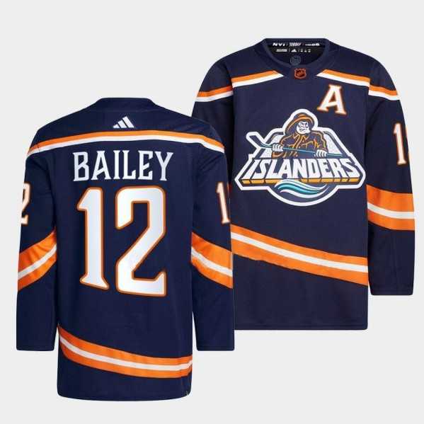 Men's New York Islanders #12 Josh Bailey 2022 Navy Reverse Retro 2.0 Stitched Jersey