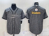 Men's Pittsburgh Steelers Grey Gridiron Team Big Logo Cool Base Stitched Baseball Jersey,baseball caps,new era cap wholesale,wholesale hats