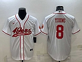 Men's San Francisco 49ers #8 Steve Young White With Patch Cool Base Stitched Baseball Jersey,baseball caps,new era cap wholesale,wholesale hats