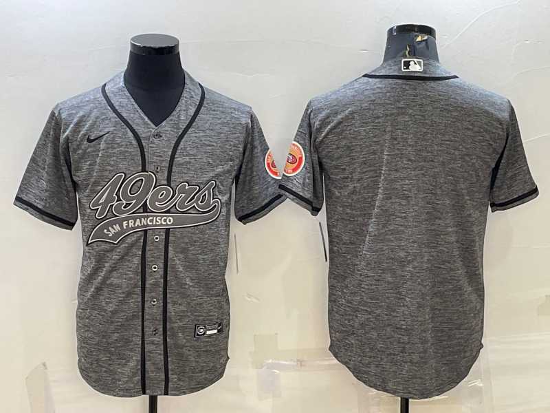 Men's San Francisco 49ers Blank Grey With Patch Cool Base Stitched Baseball Jersey