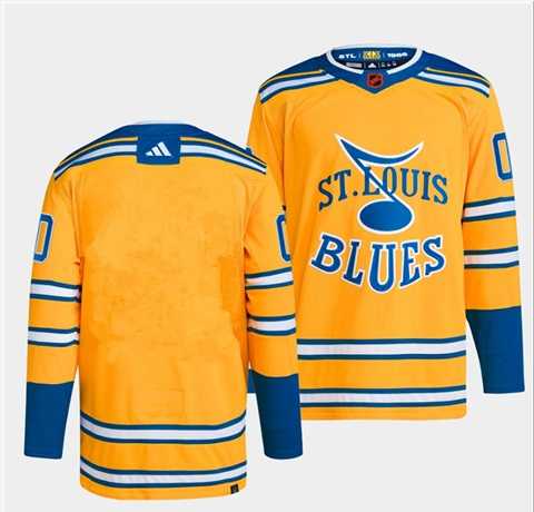 Men's St. Louis Blues Blank Yellow 2022-23 Reverse Retro Stitched Jersey