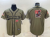 Men's Tampa Bay Buccaneers Olive Salute to Service Team Big Logo Cool Base Stitched Baseball Jersey,baseball caps,new era cap wholesale,wholesale hats