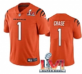 Nike Bengals Men & Women & Youth 1 Ja'Marr Chase Orange 2022 Super Bowl LVI Vapor Limited Jersey,baseball caps,new era cap wholesale,wholesale hats