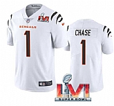 Nike Bengals Men & Women & Youth 1 Ja'Marr Chase White 2022 Super Bowl LVI Vapor Limited Jersey,baseball caps,new era cap wholesale,wholesale hats