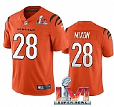 Nike Bengals Men & Women & Youth 28 Joe Mixon Orange 2022 Super Bowl LVI Vapor Limited Jersey,baseball caps,new era cap wholesale,wholesale hats