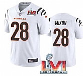 Nike Bengals Men & Women & Youth 28 Joe Mixon White 2022 Super Bowl LVI Vapor Limited Jersey,baseball caps,new era cap wholesale,wholesale hats