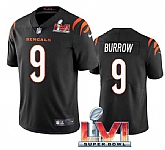 Nike Bengals Men & Women & Youth 9 Joe Burrow Black 2022 Super Bowl LVI Vapor Limited Jersey,baseball caps,new era cap wholesale,wholesale hats