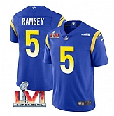 Nike Rams Men & Women & Youth 5 Jalen Ramsey Royal 2022 Super Bowl LVI Vapor Limited Jersey,baseball caps,new era cap wholesale,wholesale hats