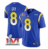 Nike Rams Men & Women & Youth 8 Matt Gay Royal 2022 Super Bowl LVI Vapor Limited Jersey,baseball caps,new era cap wholesale,wholesale hats