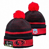49ers Team Logo Black and Red Pom Cuffed Knit Hat YD,baseball caps,new era cap wholesale,wholesale hats