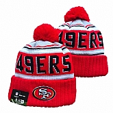 49ers Team Logo Red Pom Cuffed Knit Hat YD