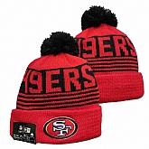 49ers Team Logo Red Pom Cuffed Knit Hats YD,baseball caps,new era cap wholesale,wholesale hats