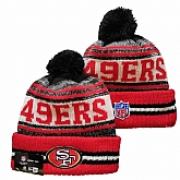 49ers Team Logo Red and Gray Pom Cuffed Knit Hat YD,baseball caps,new era cap wholesale,wholesale hats